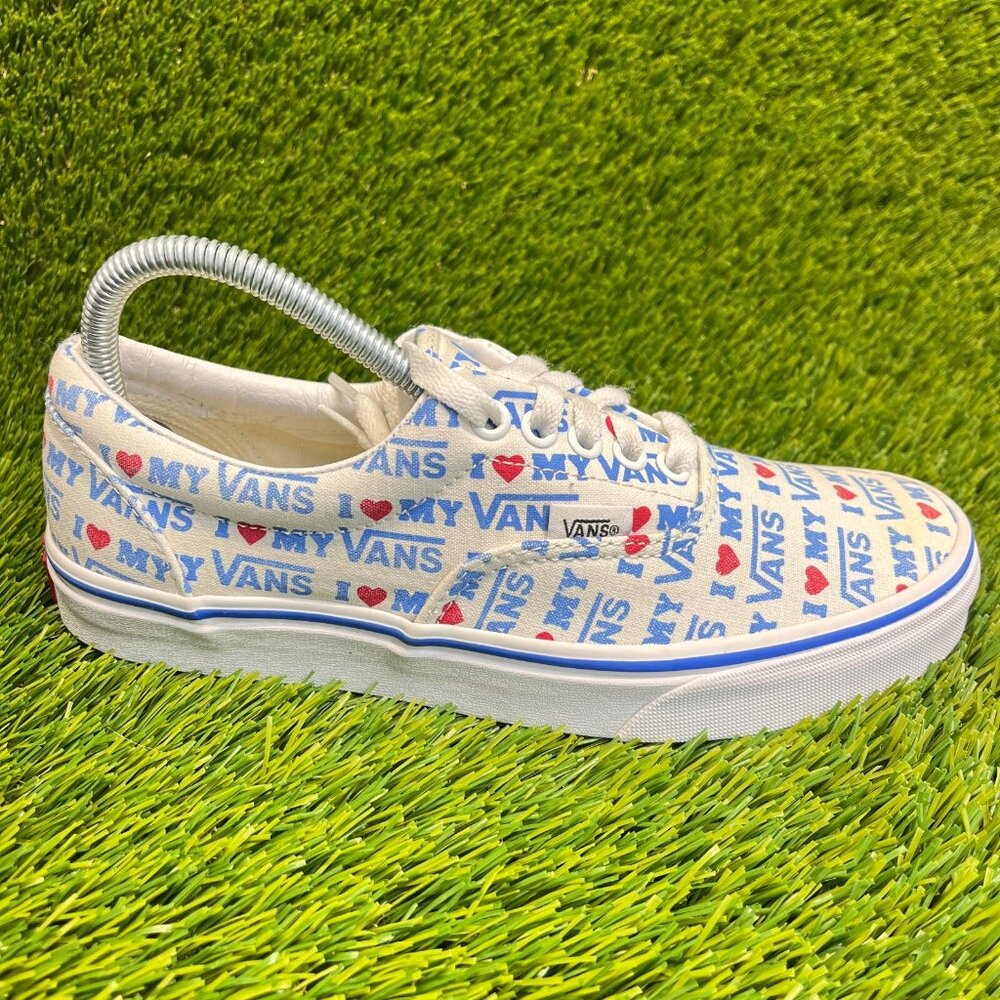 Vans Era I Heart Womens Size 8.5 White Blue Red Walking Skate Shoes Sneakers‎